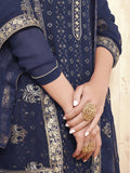 Navy Blue Sequins Georgette Festival Wear Salwar Kameez