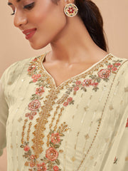 Alluring Light Yellow Hand Work Georgette Festive Wear Salwar Kameez