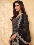 Black Zari Embroidered Georgette Festive Wear Sharara Suit