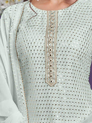 Glamorous Sky Blue Sequins Embroidered Heavy Khatli Work Sharara Suit