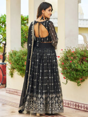 Alluring Black Embroidered Georgette Function Wear Lehenga Choli - Ethnic Plus In