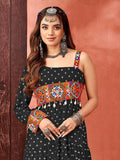 Alluring Black Georgette Bandhani Printed Navratri Wear Gown - Ethnic Plus In