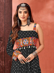 Alluring Black Georgette Bandhani Printed Navratri Wear Gown - Ethnic Plus In