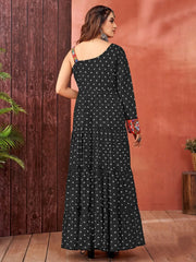 Alluring Black Georgette Bandhani Printed Navratri Wear Gown - Ethnic Plus In