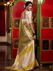 Alluring Green Thread Embroidered Jacquard Silk Saree - Ethnic Plus In