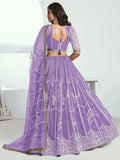 Alluring Lavender Thread Work Net Engagement Wear Lehenga Choli - Ethnic Plus In