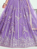 Alluring Lavender Thread Work Net Engagement Wear Lehenga Choli - Ethnic Plus In