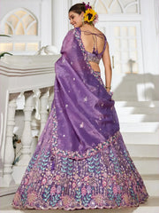 Alluring Lavender Tissue Party Wear Lehenga Choli With Dupatta - Ethnic Plus In