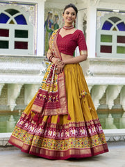 Alluring Mustard Yellow Patola Printed Silk Lehenga Choli With Dupatta - Ethnic Plus In