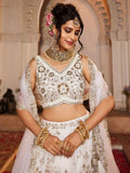 Alluring Off - White Sequins Tissue Silk Wedding Wear Lehenga Choli - Ethnic Plus In