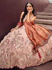 Alluring Peach Color Sequins Work Rayon Function Wear Lehenga Choli - Ethnic Plus In