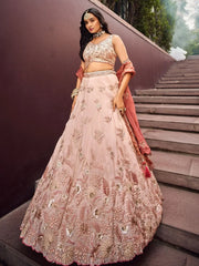Alluring Peach Color Sequins Work Rayon Function Wear Lehenga Choli - Ethnic Plus In
