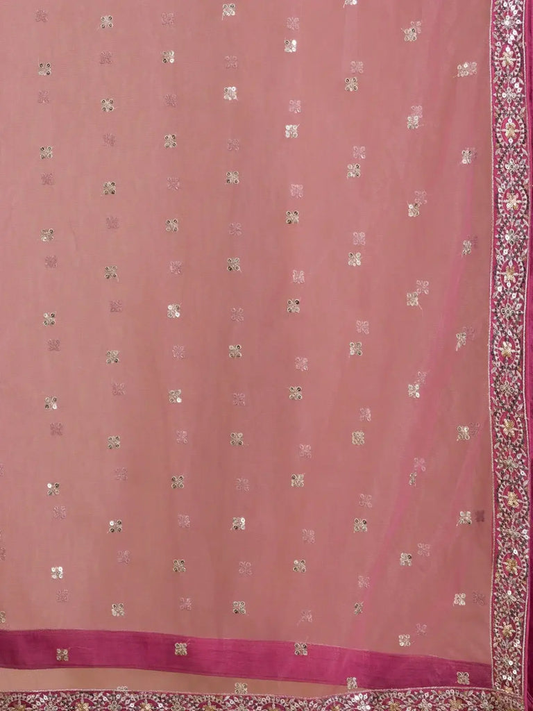 Alluring Pink Sequins Georgette Engagement Wear Lehenga Choli - Ethnic Plus In