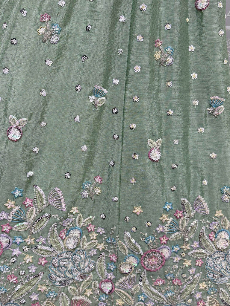 Alluring Pista Green Sequins Chinon Wedding Lehenga Choli With Dupatta - Ethnic Plus In
