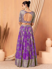 Alluring Purple Color Sequins Organza Function Wear Lehenga Choli - Ethnic Plus In