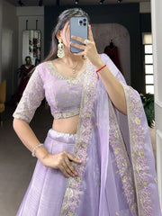 Alluring Purple Embroidered Silk Wedding Lehenga Choli With Dupatta - Ethnic Plus In