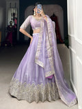 Alluring Purple Embroidered Silk Wedding Lehenga Choli With Dupatta - Ethnic Plus In