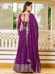 Alluring Purple Sequins Work Georgette Event Wear Lehenga Choli - Ethnic Plus In