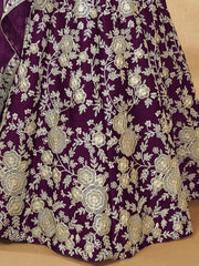 Alluring Purple Silk Wedding Wear Lehenga Choli With Dupatta - Ethnic Plus In