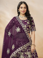 Alluring Purple Silk Wedding Wear Lehenga Choli With Dupatta - Ethnic Plus In