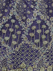 Alluring Purple Thread Embroidered Net Wedding Lehenga Choli - Ethnic Plus In