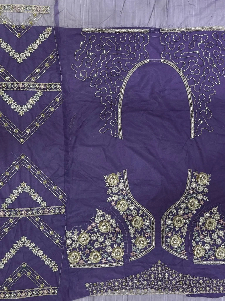 Alluring Purple Thread Embroidered Net Wedding Lehenga Choli - Ethnic Plus In