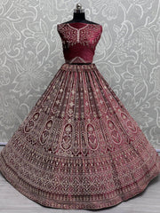 Alluring Red Dori Work Velvet Bridal Lehenga Choli With Double Dupatta - Ethnic Plus In