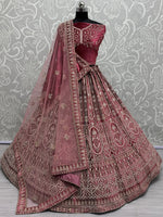 Alluring Red Dori Work Velvet Bridal Lehenga Choli With Double Dupatta