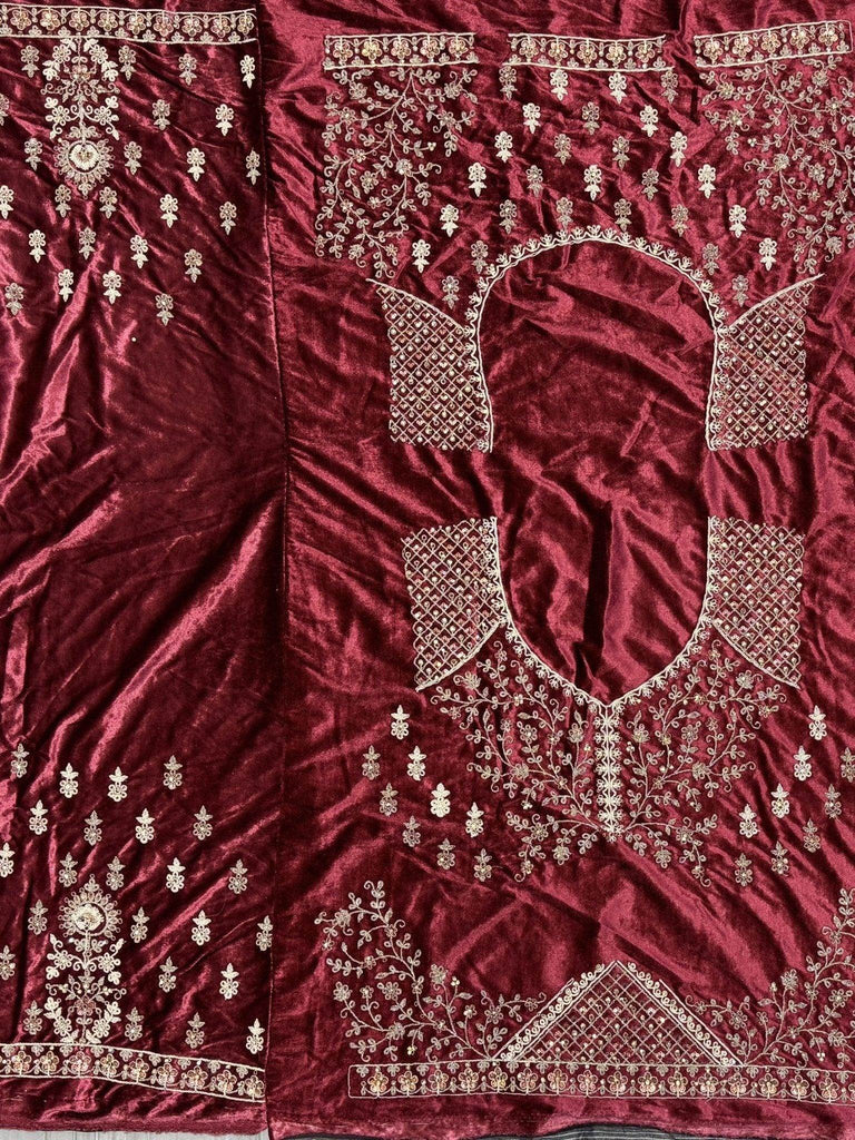 Alluring Red Dori Work Velvet Bridal Lehenga Choli With Double Dupatta - Ethnic Plus In