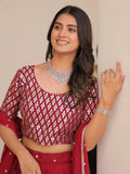 Alluring Red Sequins Georgette Festival Wear Lehenga Choli With Dupatta - Ethnic Plus In