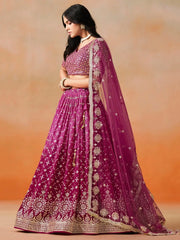 Alluring Rose Pink Zari Work Sangeet Wear Lehenga Choli - Ethnic Plus In