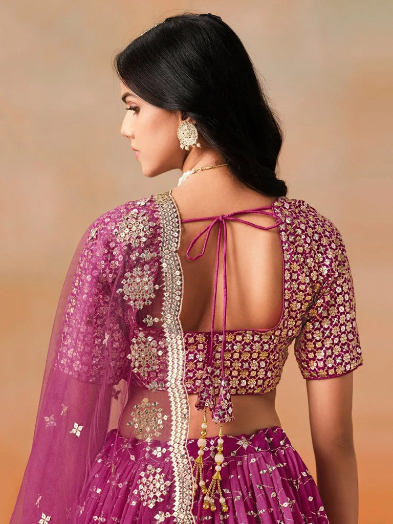 Alluring Rose Pink Zari Work Sangeet Wear Lehenga Choli - Ethnic Plus In