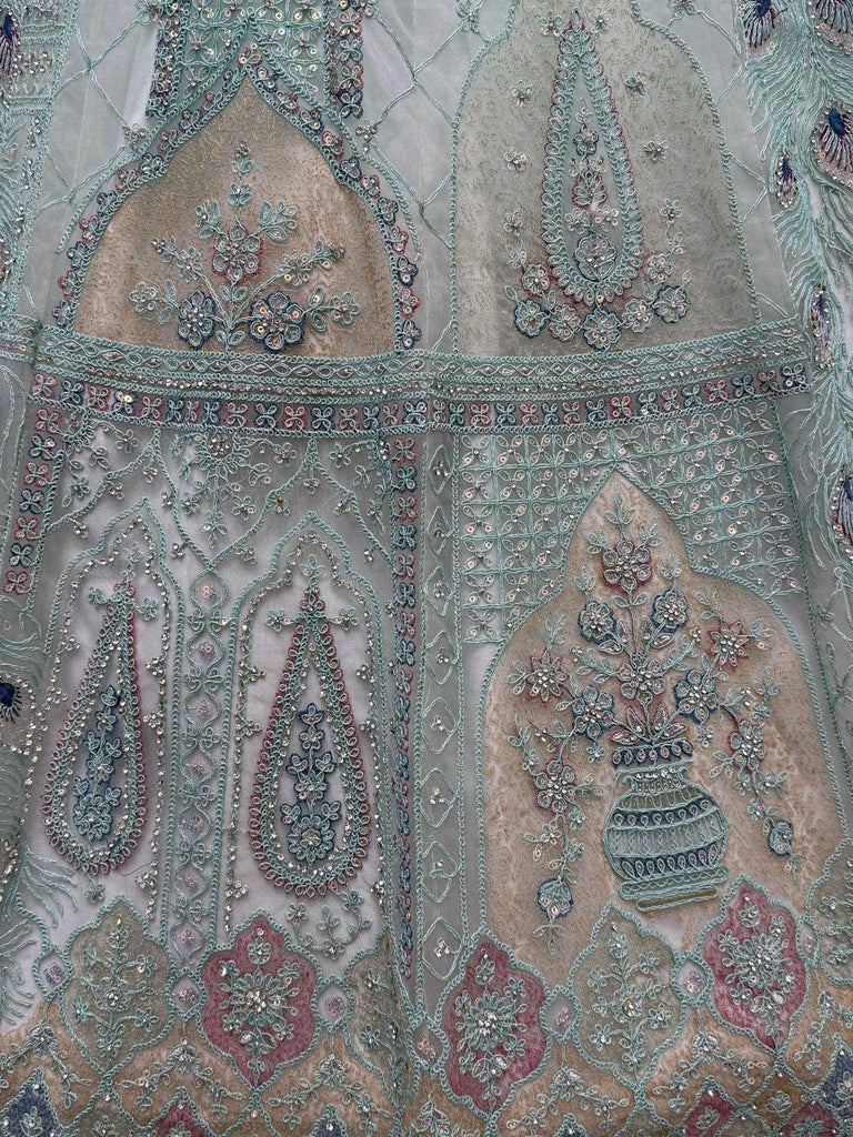 Alluring Sea Green Multi - Thread Work Net Lehenga Choli With Dupatta - Ethnic Plus In