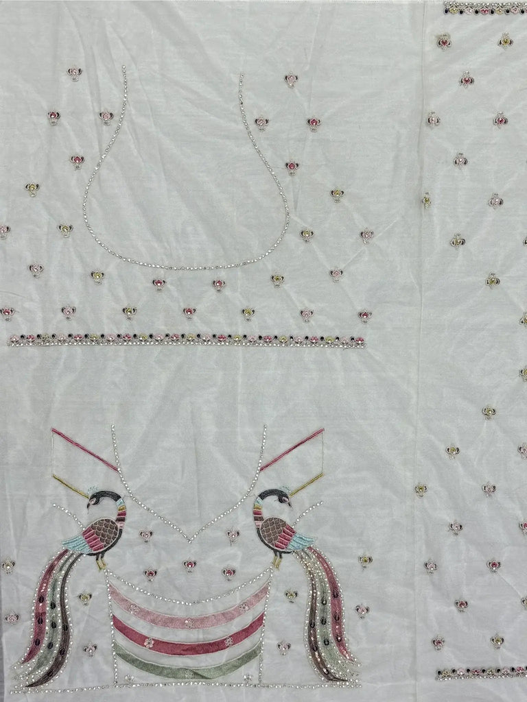 Alluring White Multi - Thread Work Net Bridesmaid Lehenga Choli With Dupatta - Ethnic Plus In