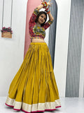 Alluring Yellow Pure Cotton Bandhani Print Navratri Wear Lehenga Choli - Ethnic Plus In