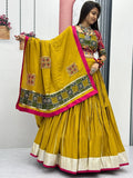 Alluring Yellow Pure Cotton Bandhani Print Navratri Wear Lehenga Choli - Ethnic Plus In