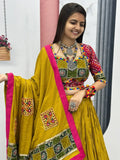Alluring Yellow Pure Cotton Bandhani Print Navratri Wear Lehenga Choli - Ethnic Plus In