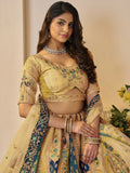 Alluring Yellow Thread Work Banarasi Silk Haldi Wear Lehenga Choli - Ethnic Plus In