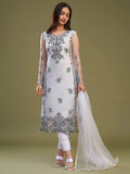 Fascinating Lavender Embroidered Net Festival Wear Pant Suit