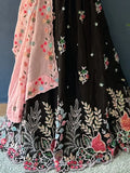 Amazing Black Thread Embroidered Chinon Party Wear Lehenga Choli - Ethnic Plus In