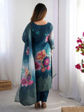 Amazing Blue Chanderi Digital Printed Event Wear Pant Suit - Ethnic Plus In
