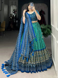 Amazing Blue Color Printed Tussar Silk Function Wear Lehenga Choli - Ethnic Plus In