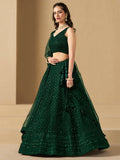 Amazing Bottle Green Sequins Work Georgette Mehendi Wear Lehenga Choli - Ethnic Plus In