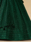 Amazing Bottle Green Sequins Work Georgette Mehendi Wear Lehenga Choli - Ethnic Plus In