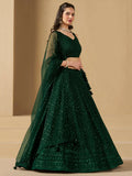 Amazing Bottle Green Sequins Work Georgette Mehendi Wear Lehenga Choli - Ethnic Plus In