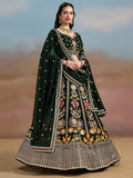Amazing Green Sequins Georgette Mehendi Wear Lehenga Choli With Dupatta - Ethnic Plus In