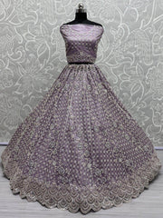 Amazing Lavender Embroidered Net Bridesmaid Lehenga Choli - Ethnic Plus In