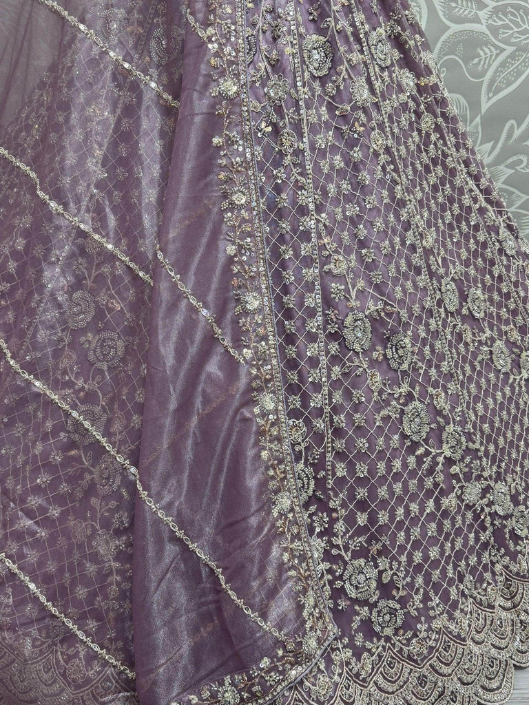 Amazing Lavender Embroidered Net Bridesmaid Lehenga Choli - Ethnic Plus In