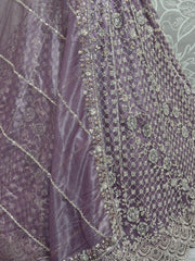 Amazing Lavender Embroidered Net Bridesmaid Lehenga Choli - Ethnic Plus In