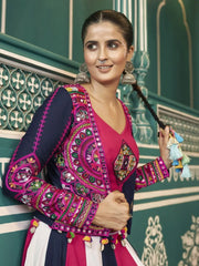 Amazing Multi Color Mirror Work Rayon Lehenga Choli With Jacket - Ethnic Plus In